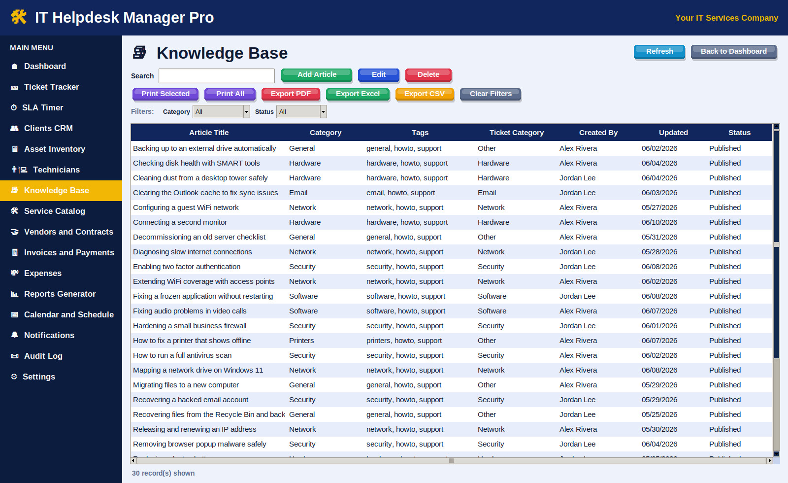 IT Helpdesk Manager Pro Software Ticket SLA CRM Invoice App Windows Mac Download