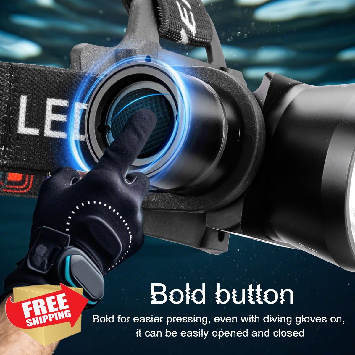 HECLOUD 3000 Lumens Super Bright Diving Headlamp IP68 Waterproof Dive Flashli...