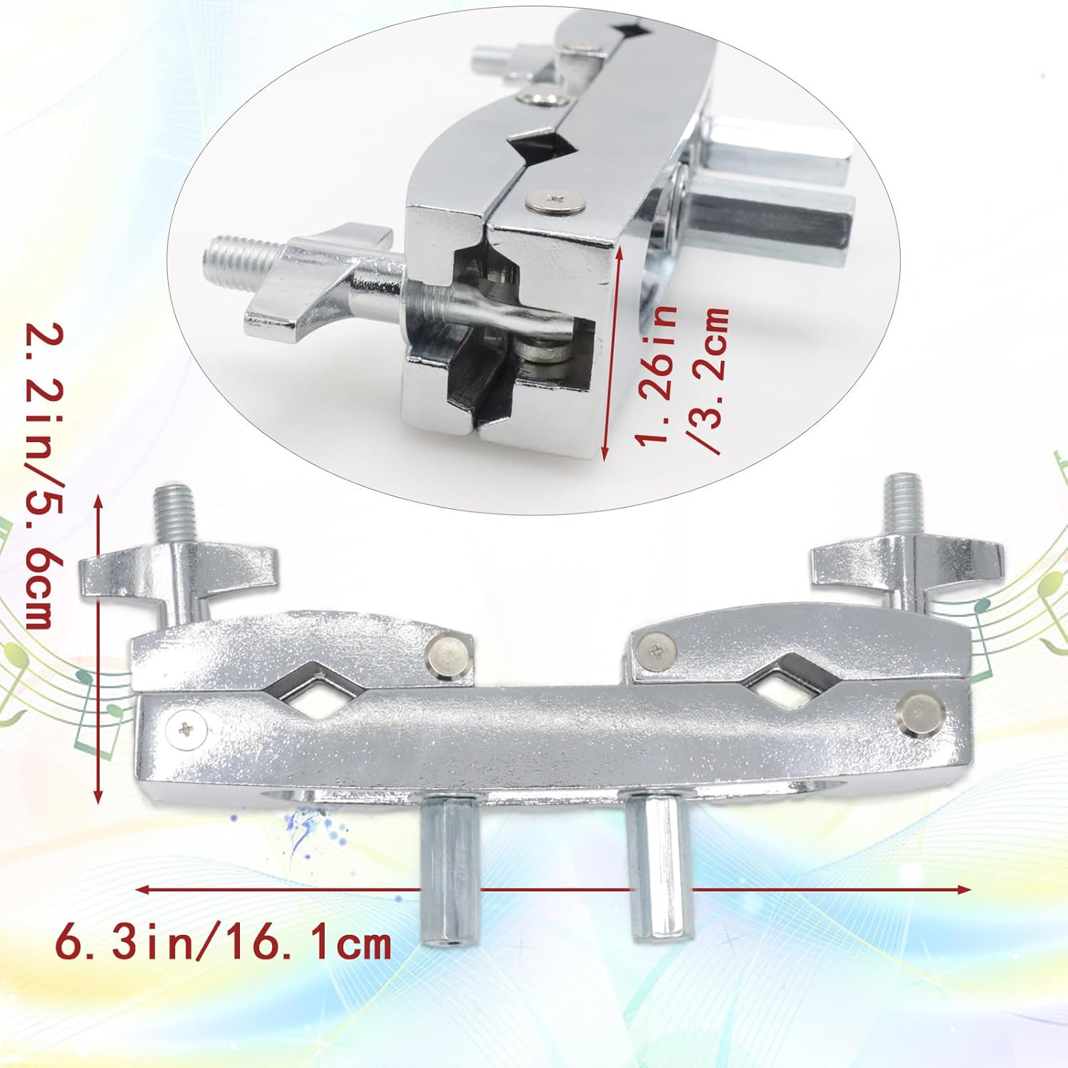 Cashbeat Silver Adjustable Multi-Clamp, Quick Release Cymbal Stand Mount Holder