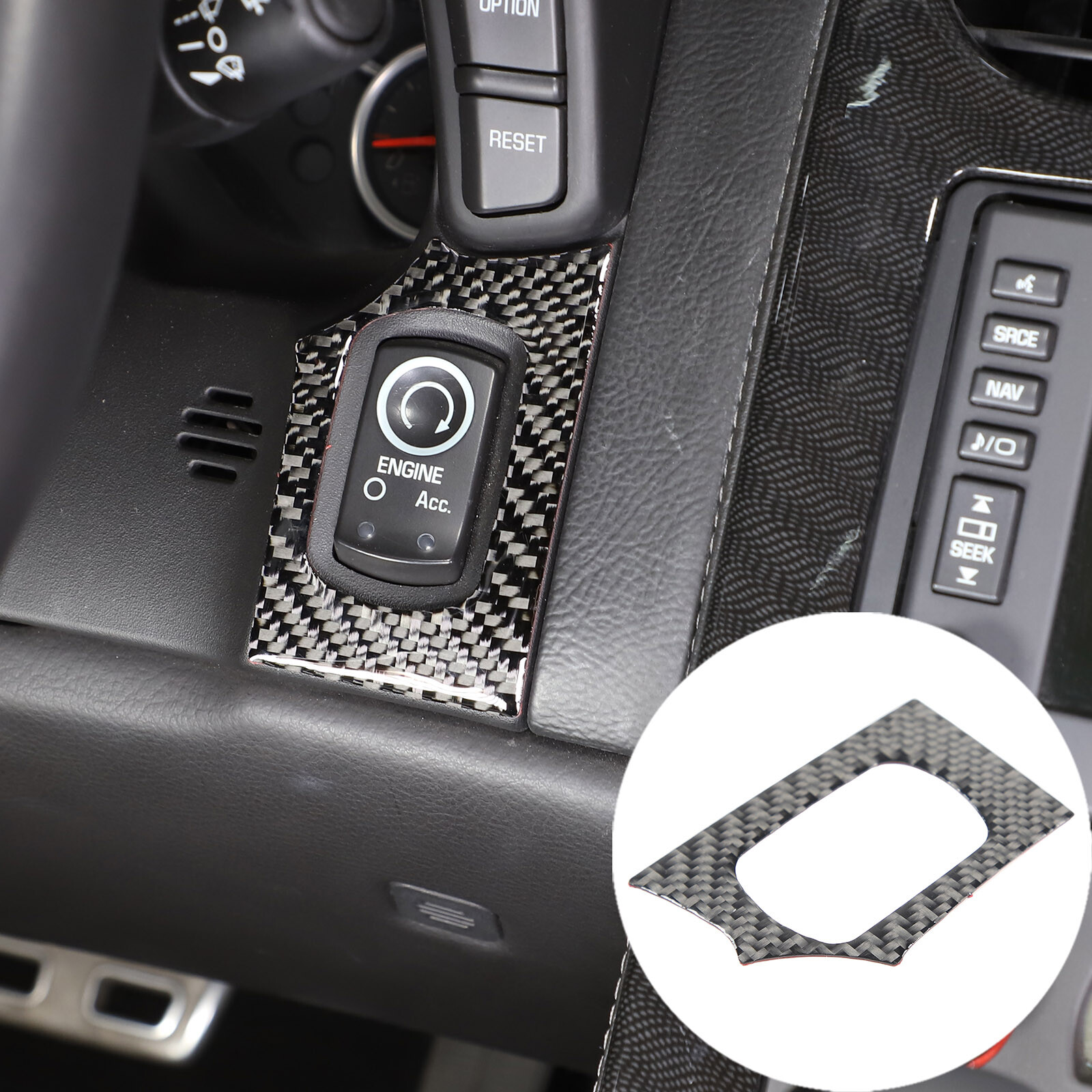 For Corvette C6 2005-2013 Carbon Fiber Engine Start Button Interior Trim Sticker