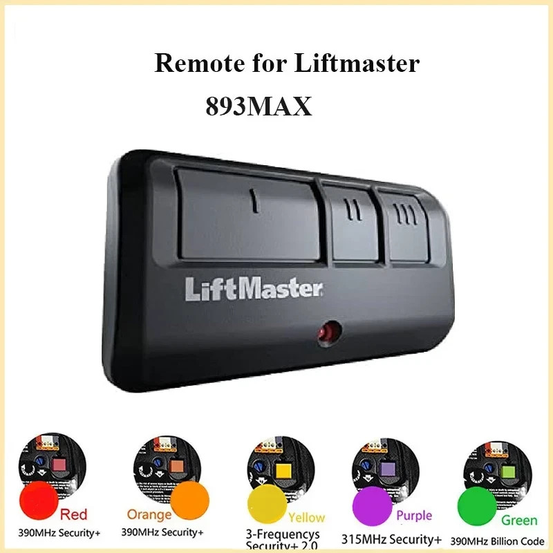 6 Pack 893MAX LiftMaster 3 Button Remote Control Garage Door Opener