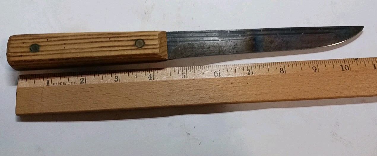 Vintage Forgecraft Hi-Carbon Fixed Blade Kitchen Butcher Knife Wood Handle