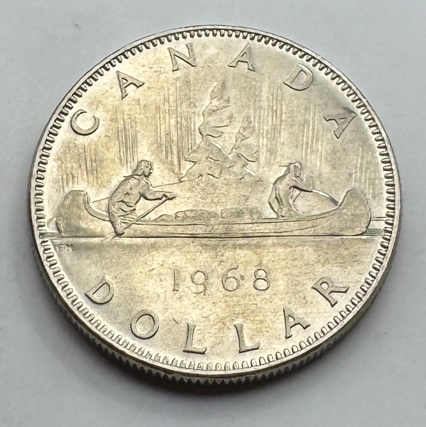 1968 Canada Dollar Coin - Canadian Large 1D Coin - Voyageur - Free Shipping