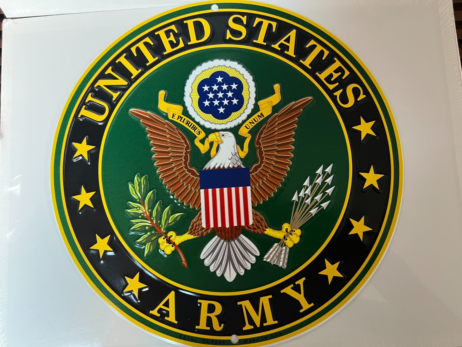 US ARMY METAL SIGN MEASURES 12 INCHES MADE IN USA LICENSED PRODUCT
