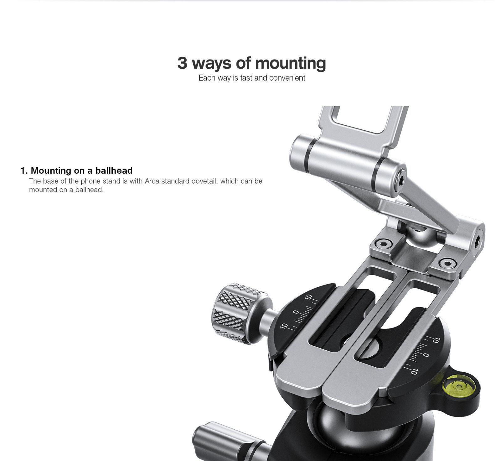 Leofoto PS-4 Foldable Multi-Functional Smartphone Clamp Silver