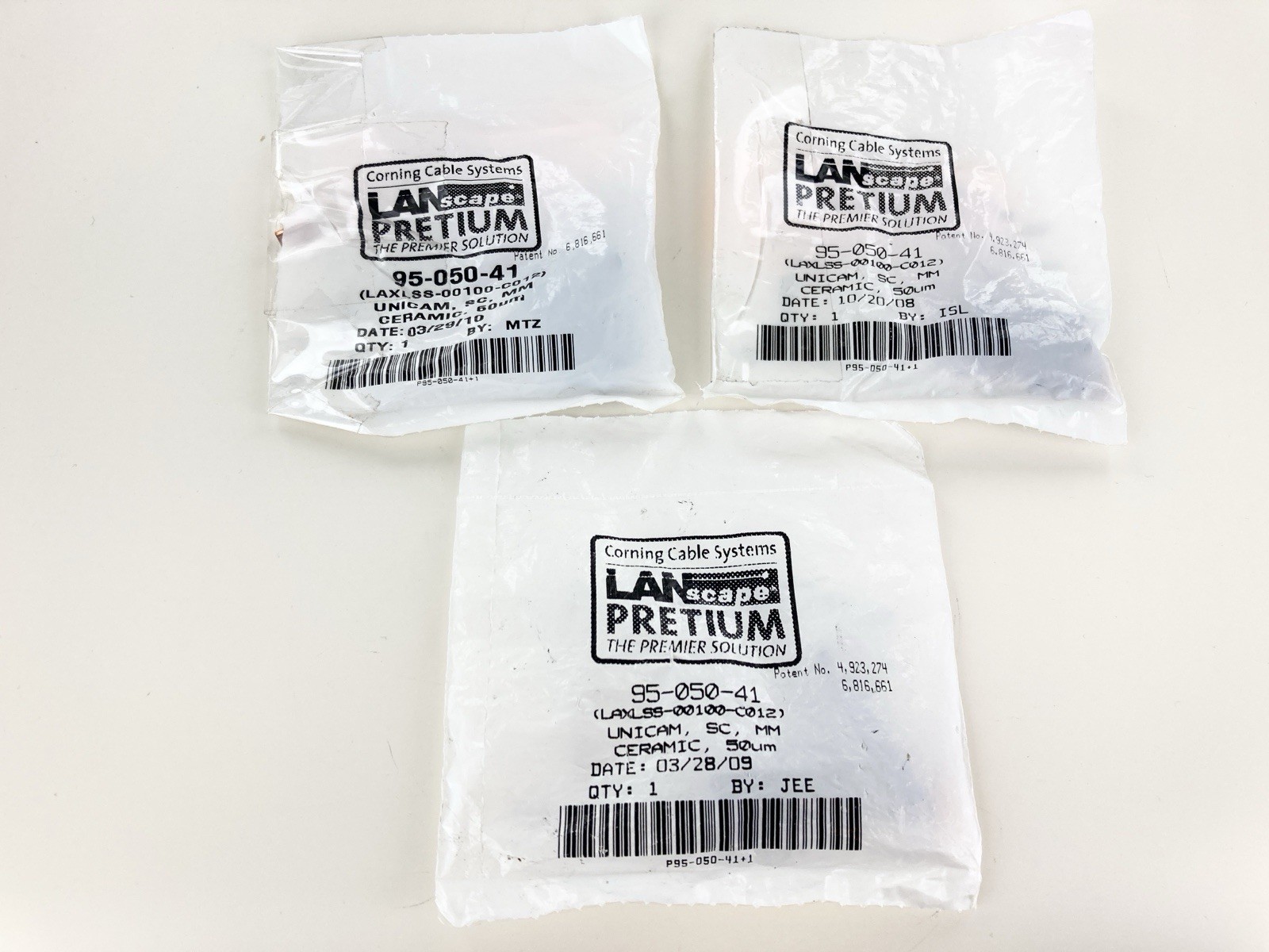 **NOS - (LOT OF 3)** Corning 95-050-41 Unicam Connector Pretium 50 um SC MM OM2
