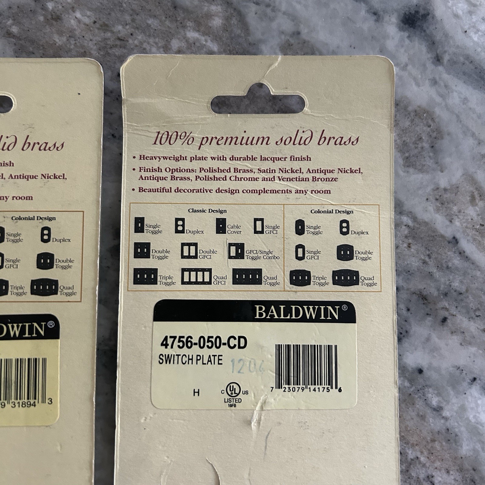 New Baldwin Solid Brass Switch Plates