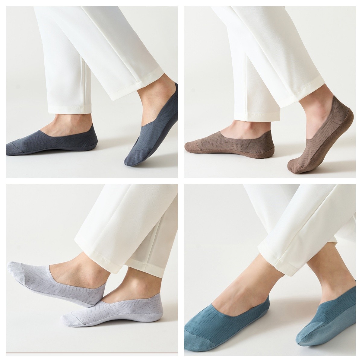 5 Pairs Men Summer Breathable Boat Socks Non Slip No Show Invisible Thin Socks