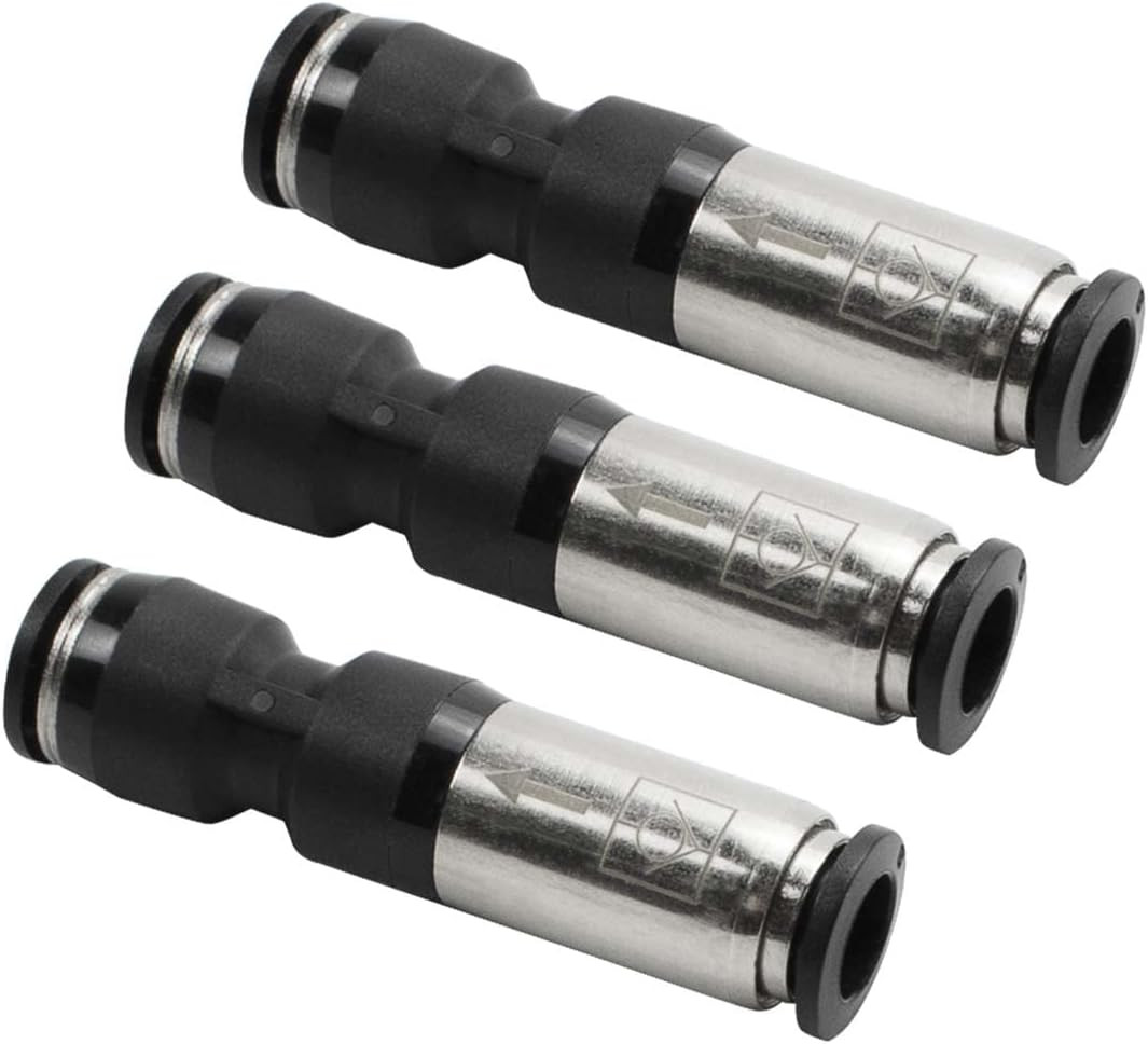 3 pcs 8mm Straight One Way Flow Pneumatic Check Valve Push to Connect Air Tu...