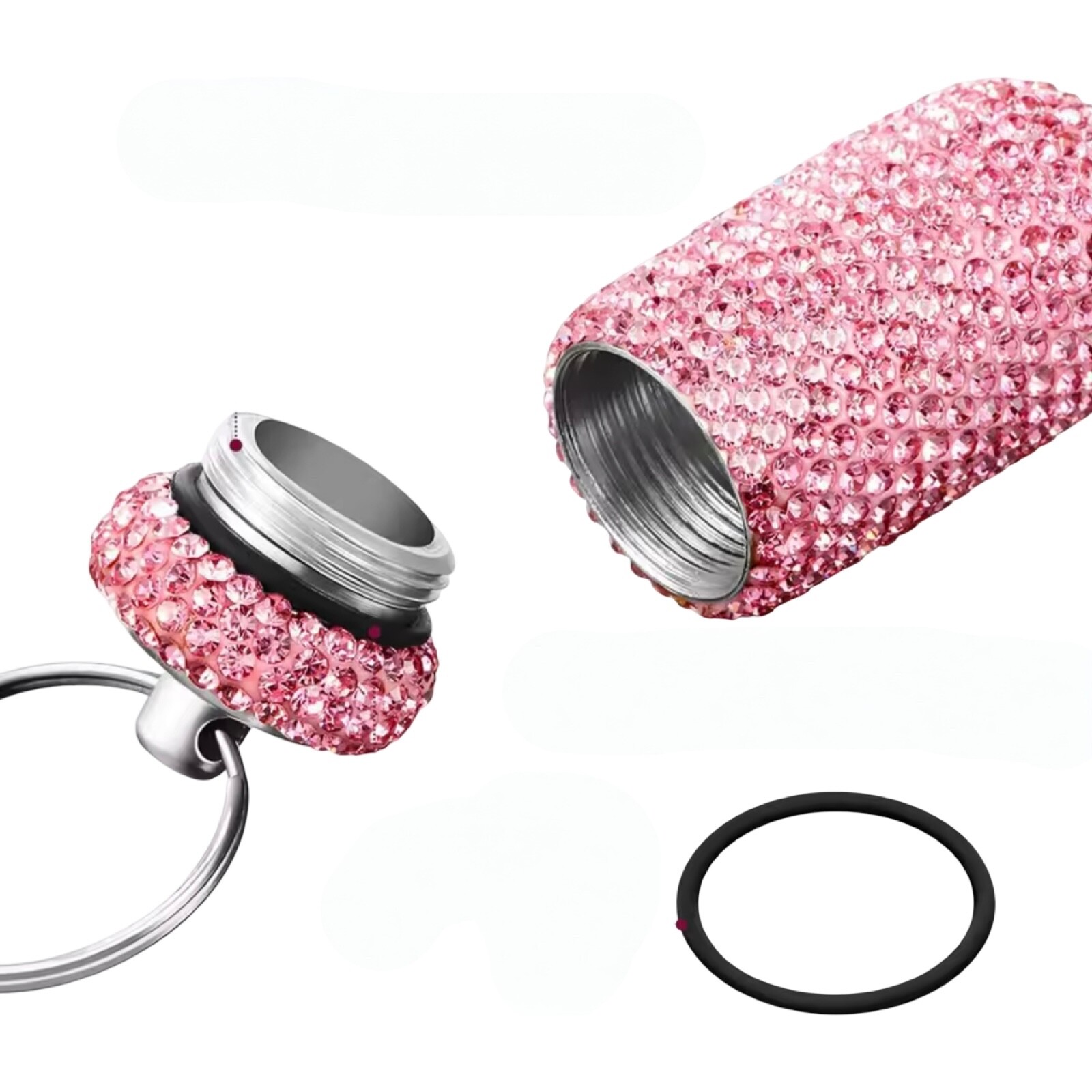 Bling Storage Case Keychain Travel Bottle Waterproof Rhinestone Organizer Holder