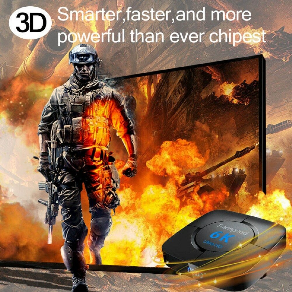 Transpeed Android 10.0 Bluetooth TV Box | Voice Assistant 6K 3D Wifi