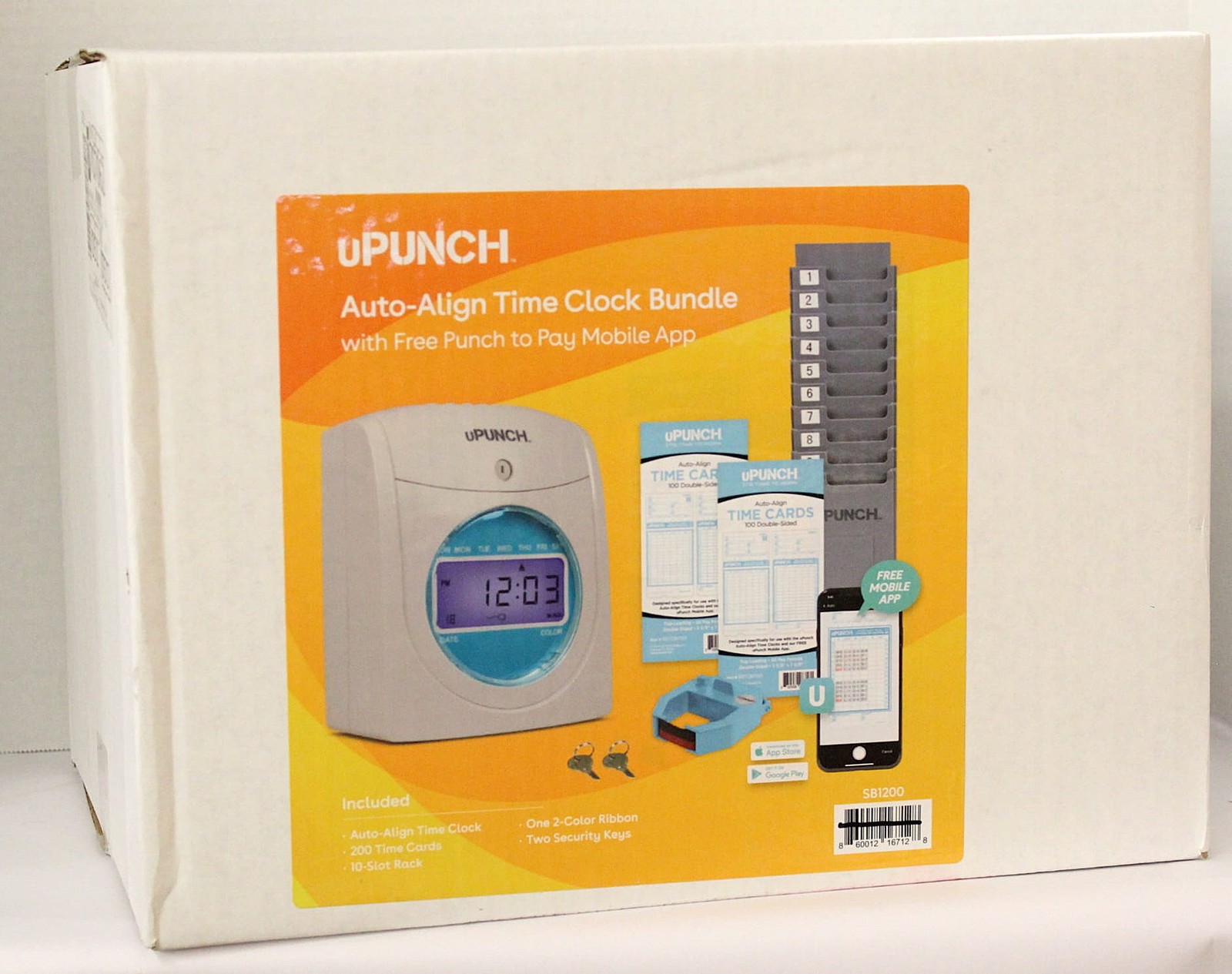 Upunch Auto-Align Time Clock Bundle w/ Free Punch Pay To Mobile App