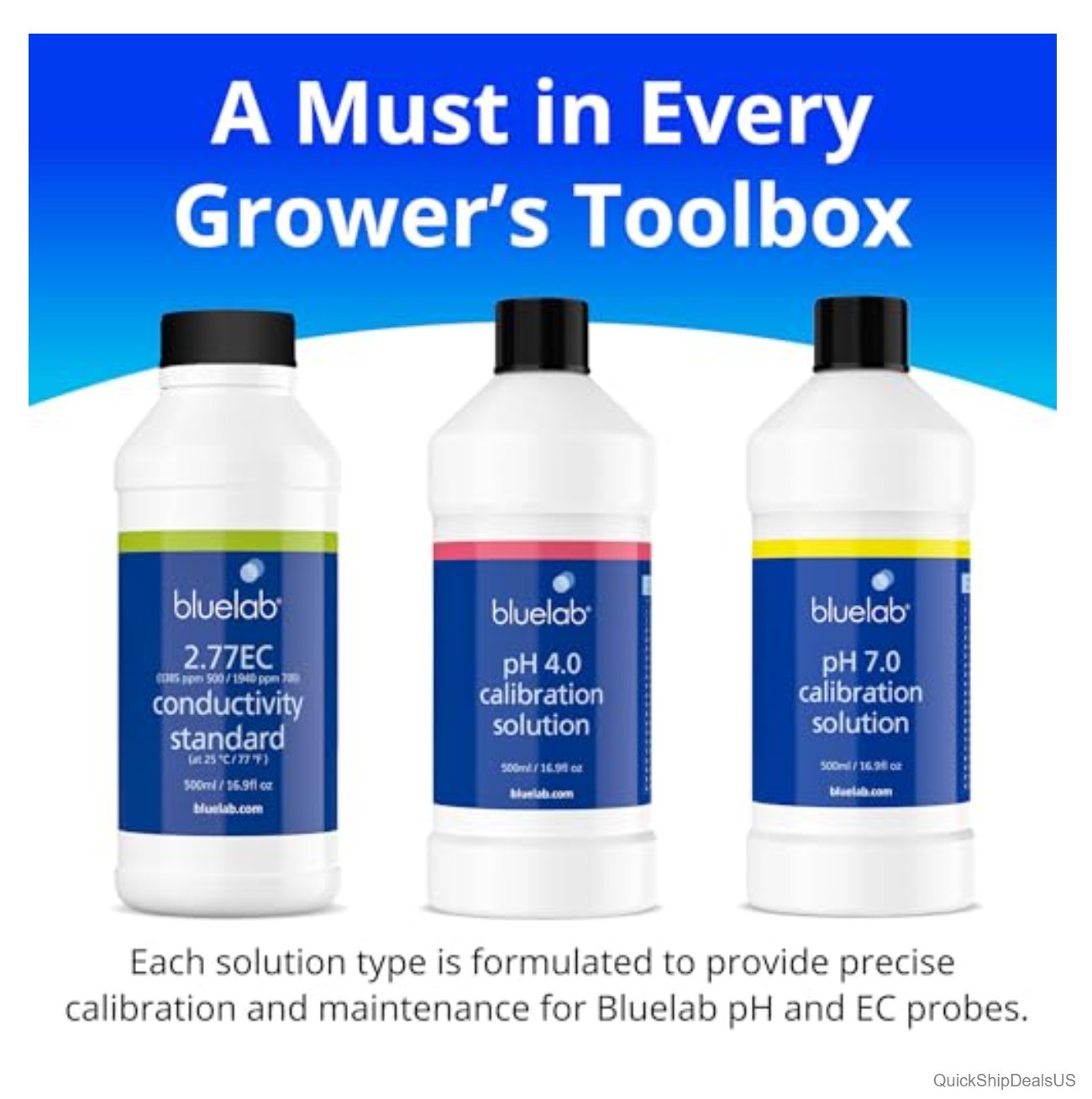 Calibration Solution Kit pH 4.0 7.0 2.77 EC 500 ml Bottle Hydroponics Meter
