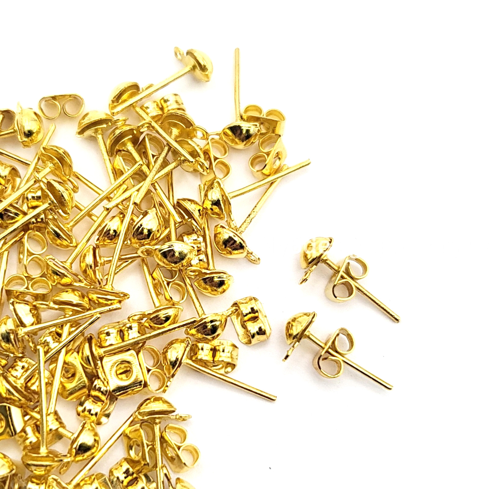 Small Round Gold Plated Stud Earrings 50 sets– Minimalist Everyday Studs