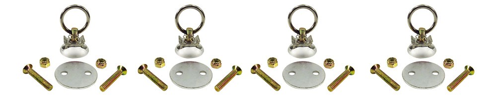 Pit Posse L Track Anchor Ring Aluminum Tie Down S Track Cargo Trailer-4pc/Silver