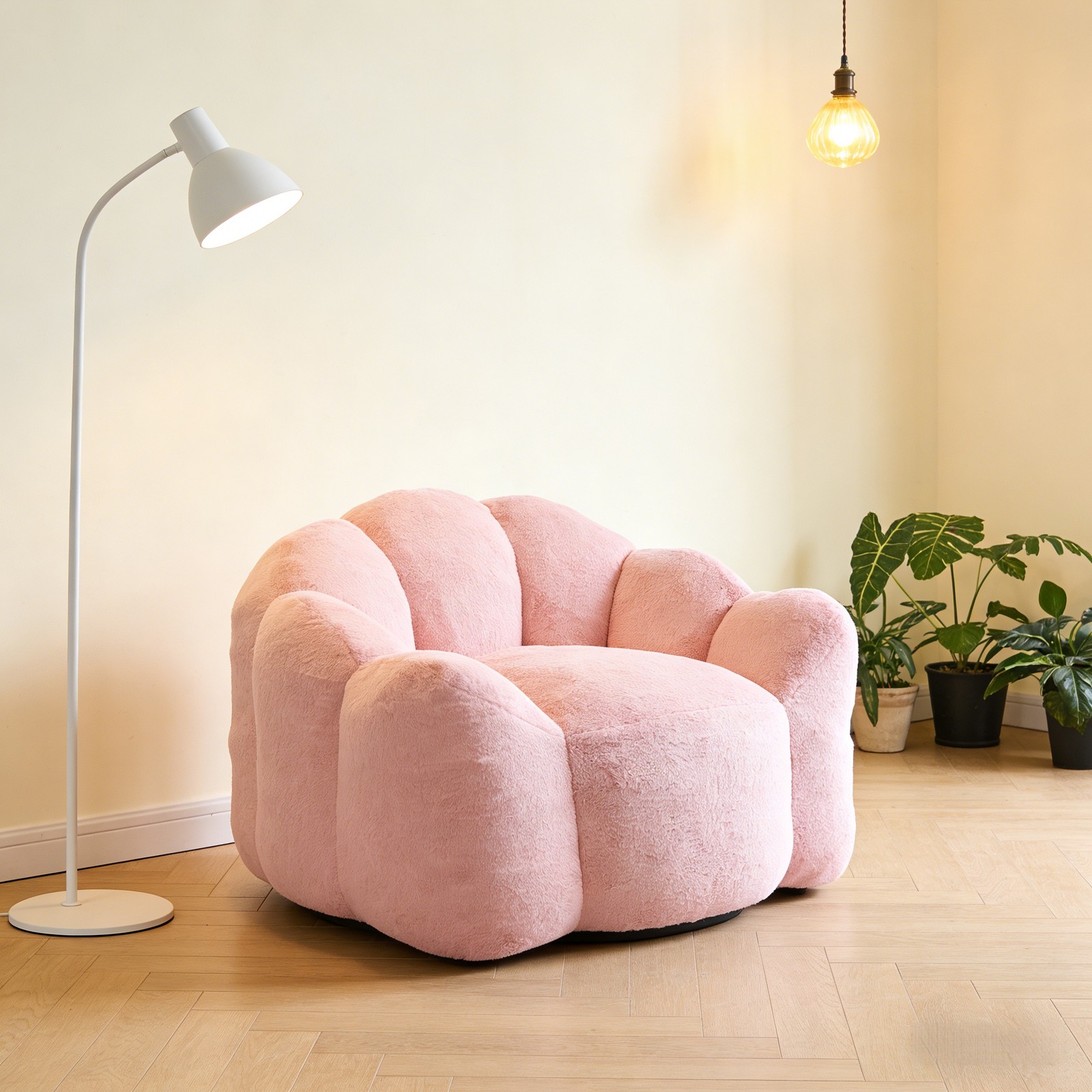 Pink Lotus Compression Sofa Bean Bag Pull Ring Portable Living Room Bedroom