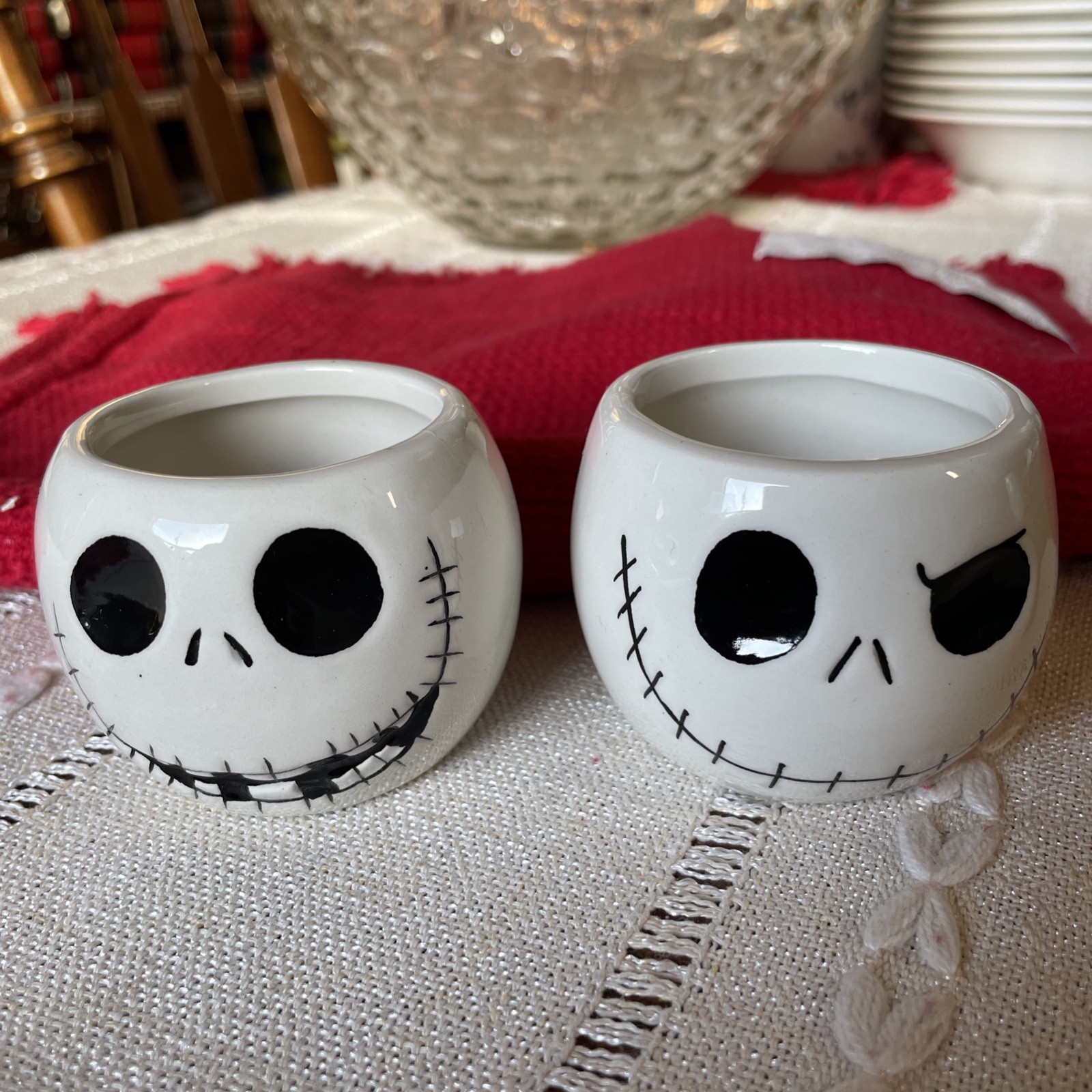 Nightmare Before Christmas Mini Ceramic Mugs (2) Jack Skellington 3.5oz