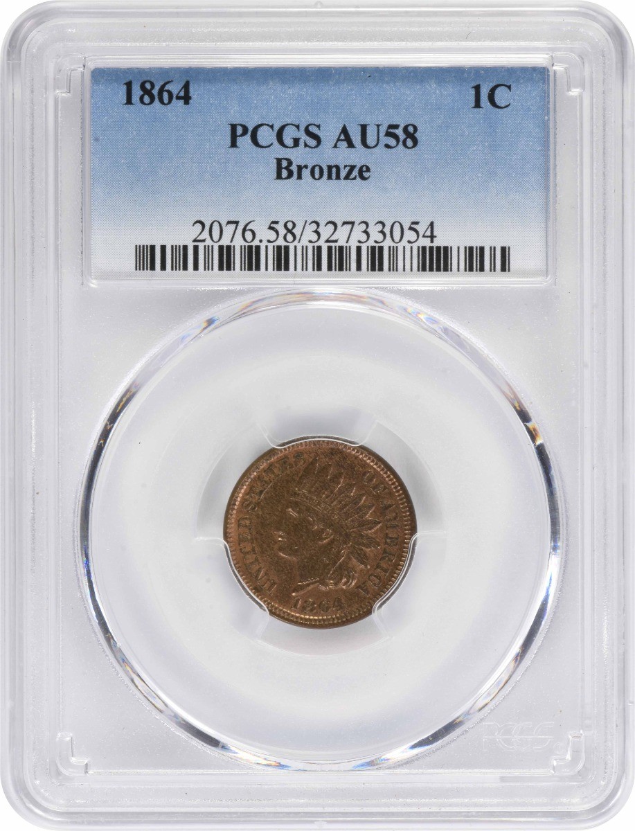 1864 Indian Cent Bronze AU58 PCGS