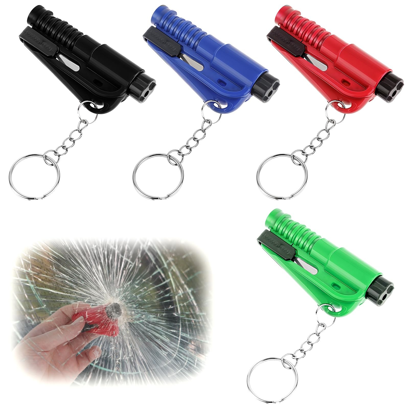 4 PCS Window Breaker Seatbelt Cutter, Seatbelt Cutter and Glass Breaker & Surviv