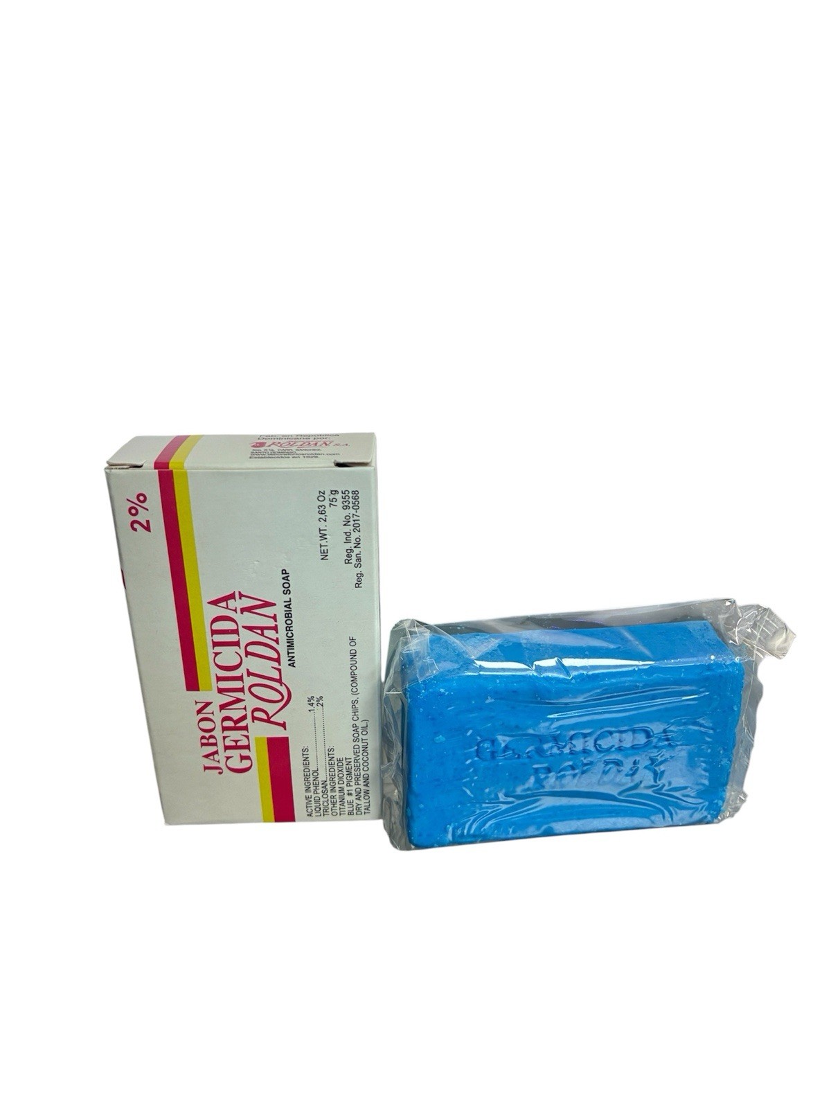 Roldan Antimicrobial Soap Blue %2  2.63oz Deep Clean Disinfect Skin Bar