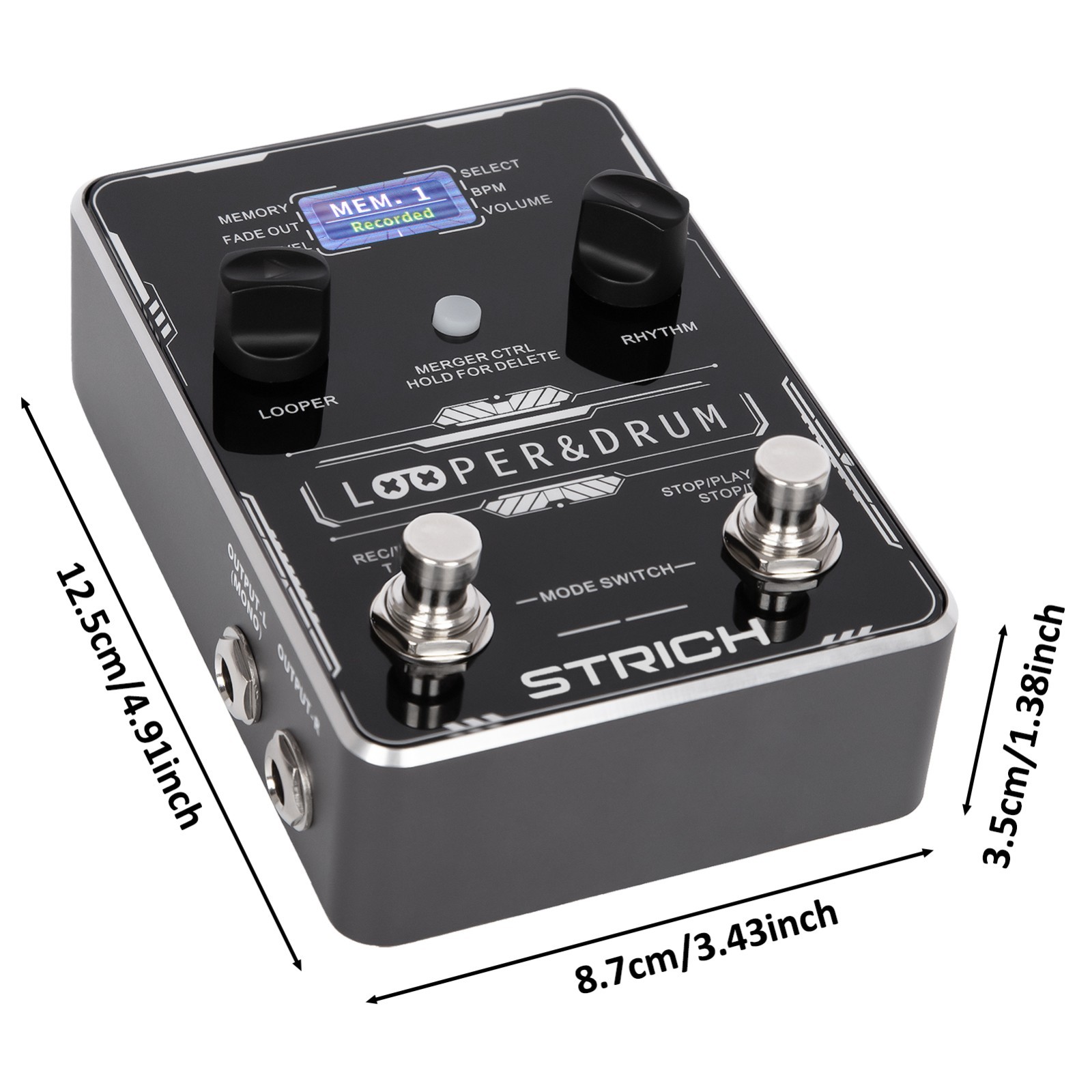 STRICH Pedal Effect Stereo Looper With Adapter Built-in Versatile Drum Machine