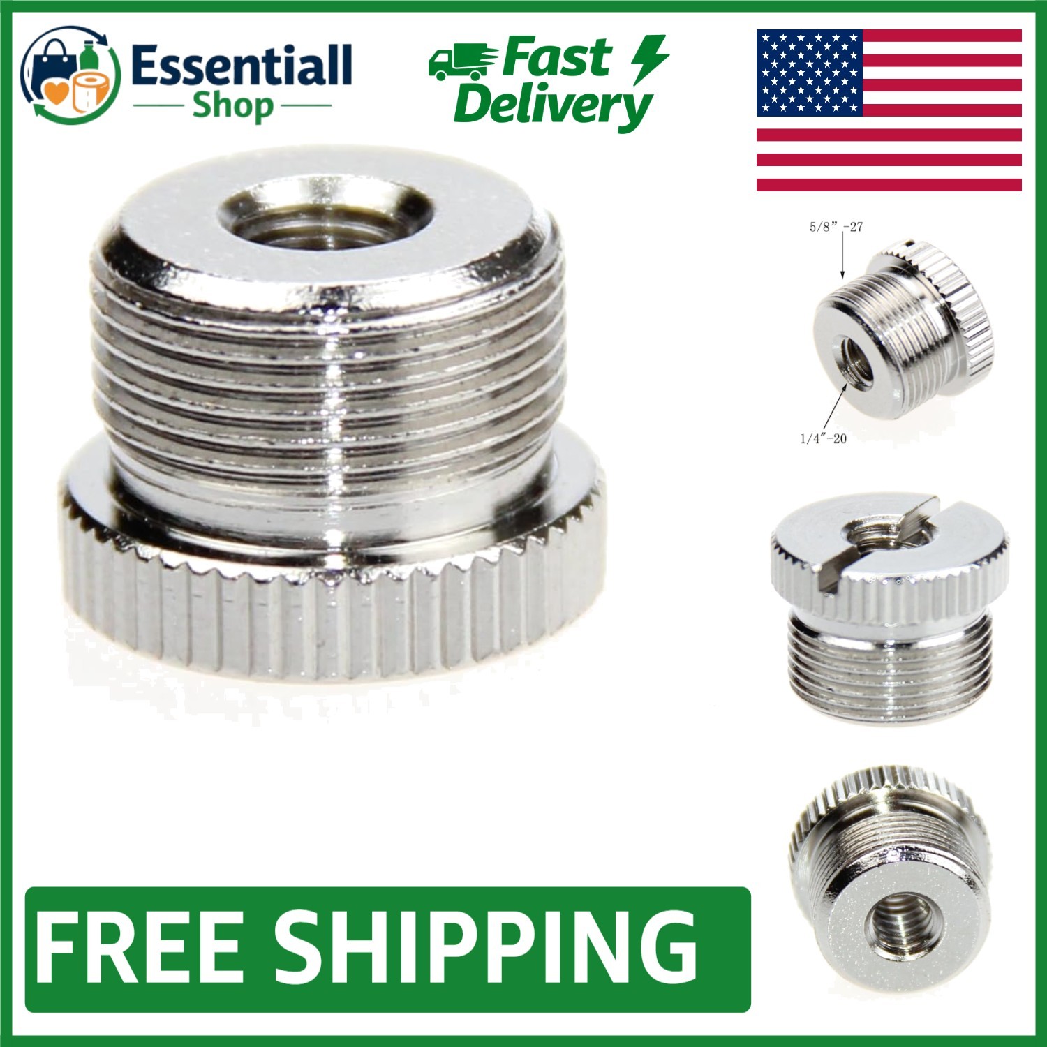 Durable 5/8-Inch to 1/4-Inch Female Mic Screw Adapter - Solid Brass Construction