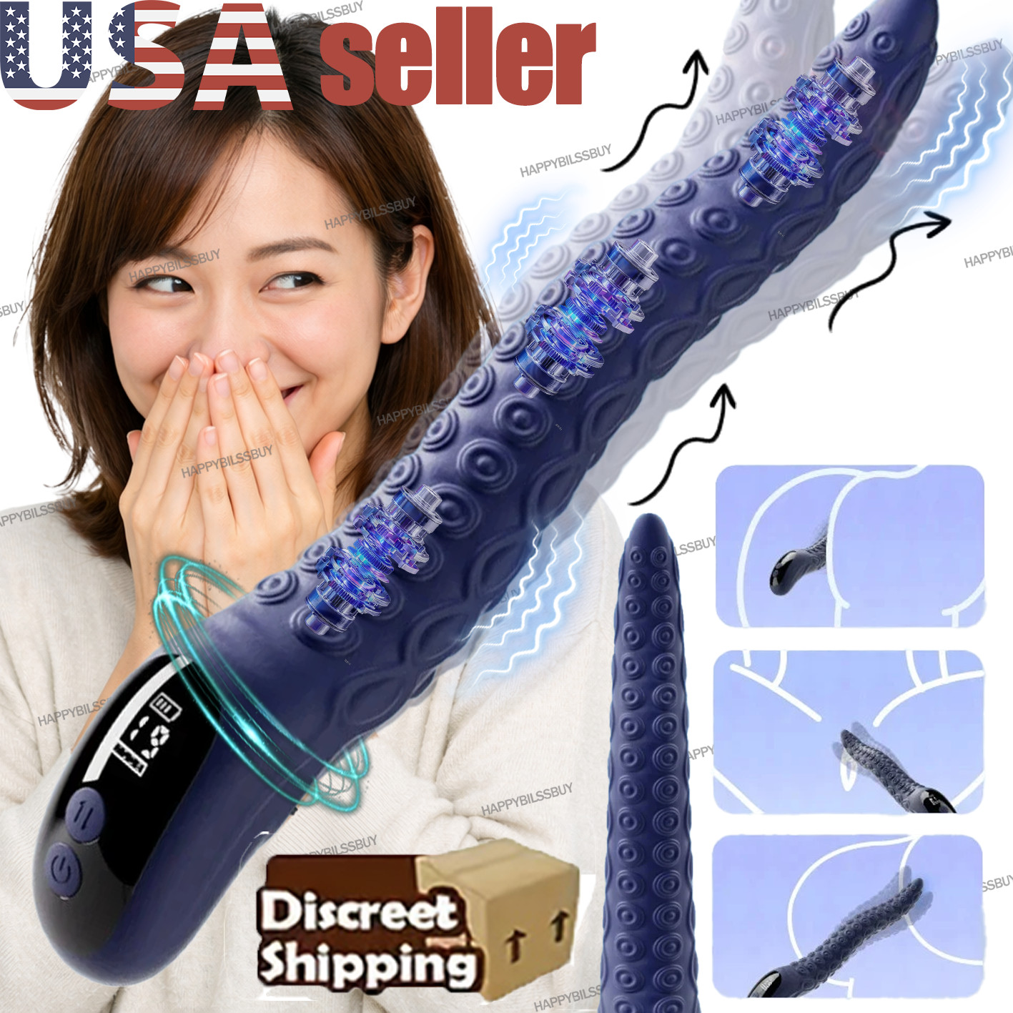 Vibrating Monster G-Spot Dildo Clit Vibrator LED Octopus Tentacle Sex Toys Women