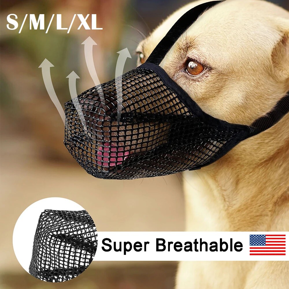 Pet Dog Breathable Nylon Muzzle Adjustable Anti-lick Anti-Biting Chewing Licking