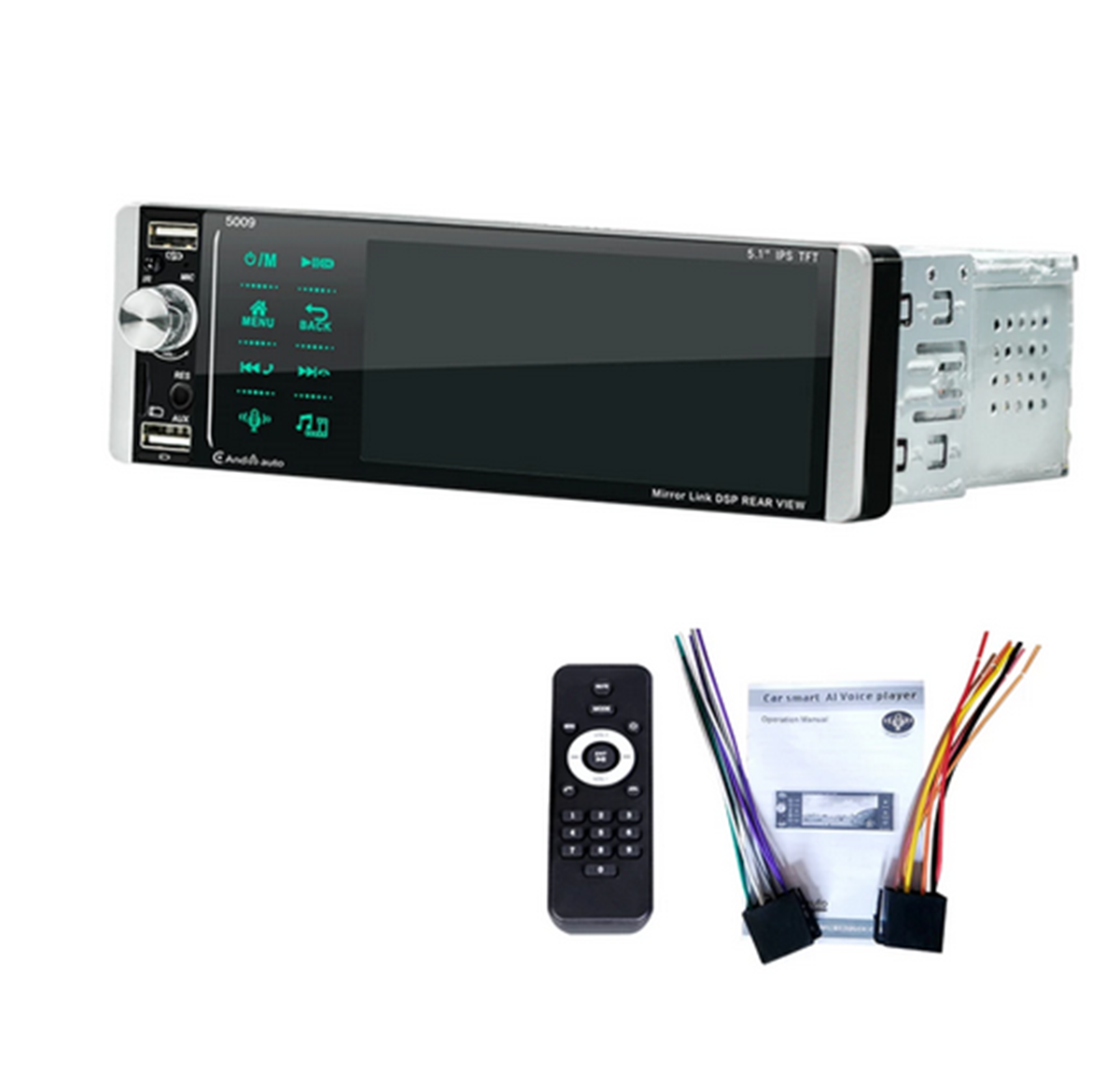 Touch Screen Stereo Radio 5.1in Single 1DIN Car MP5 Player Bluetooth W/Camera