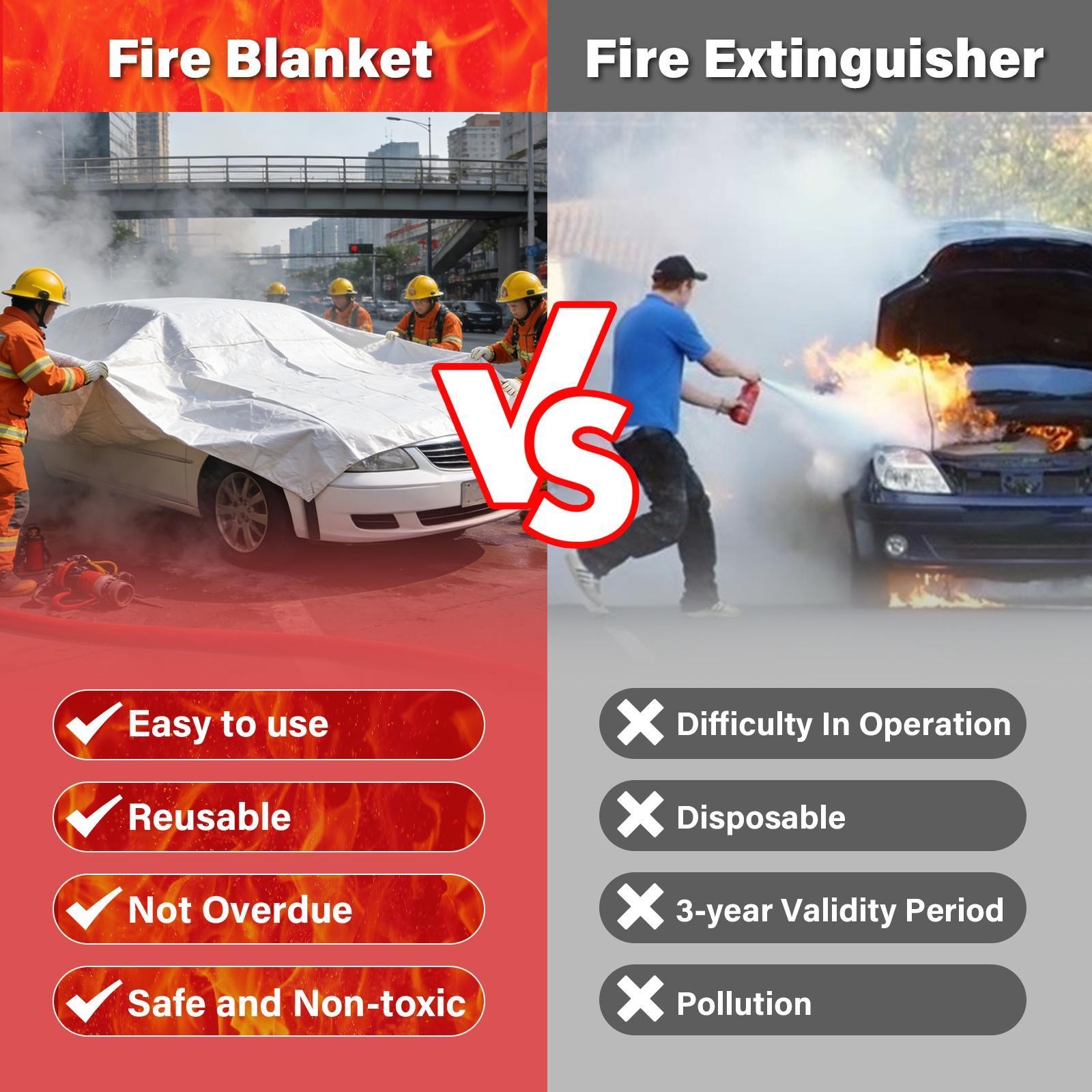 Car Fire Blanket, Large Fireproof Blanket Fire Extinguisher Blanket 13ftx19.6ft