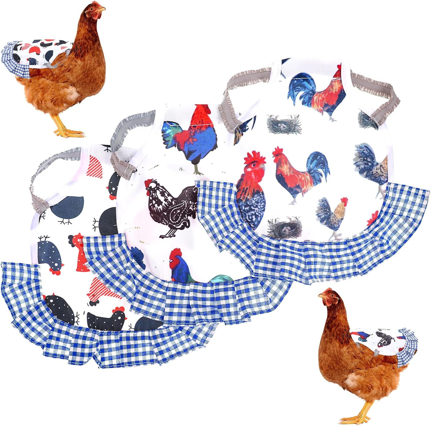 3 Pcs Chicken Saddle for Hens, Elastic Chicken Aprons for Hens, Waterproof Print