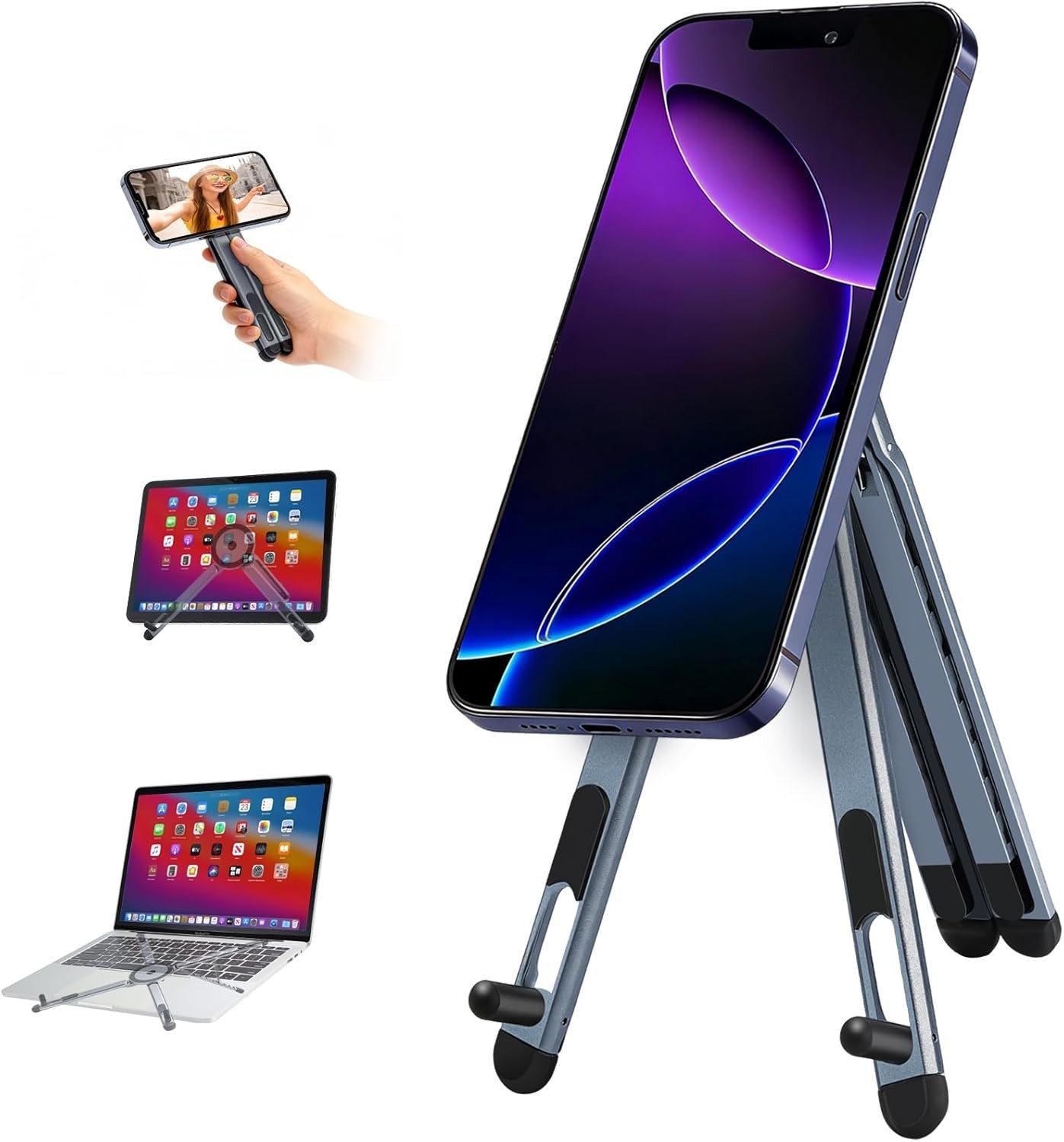 4 in 1 Magnetic Foldable Versatile Stand For Phone Tablet Laptop Titanium Tripod