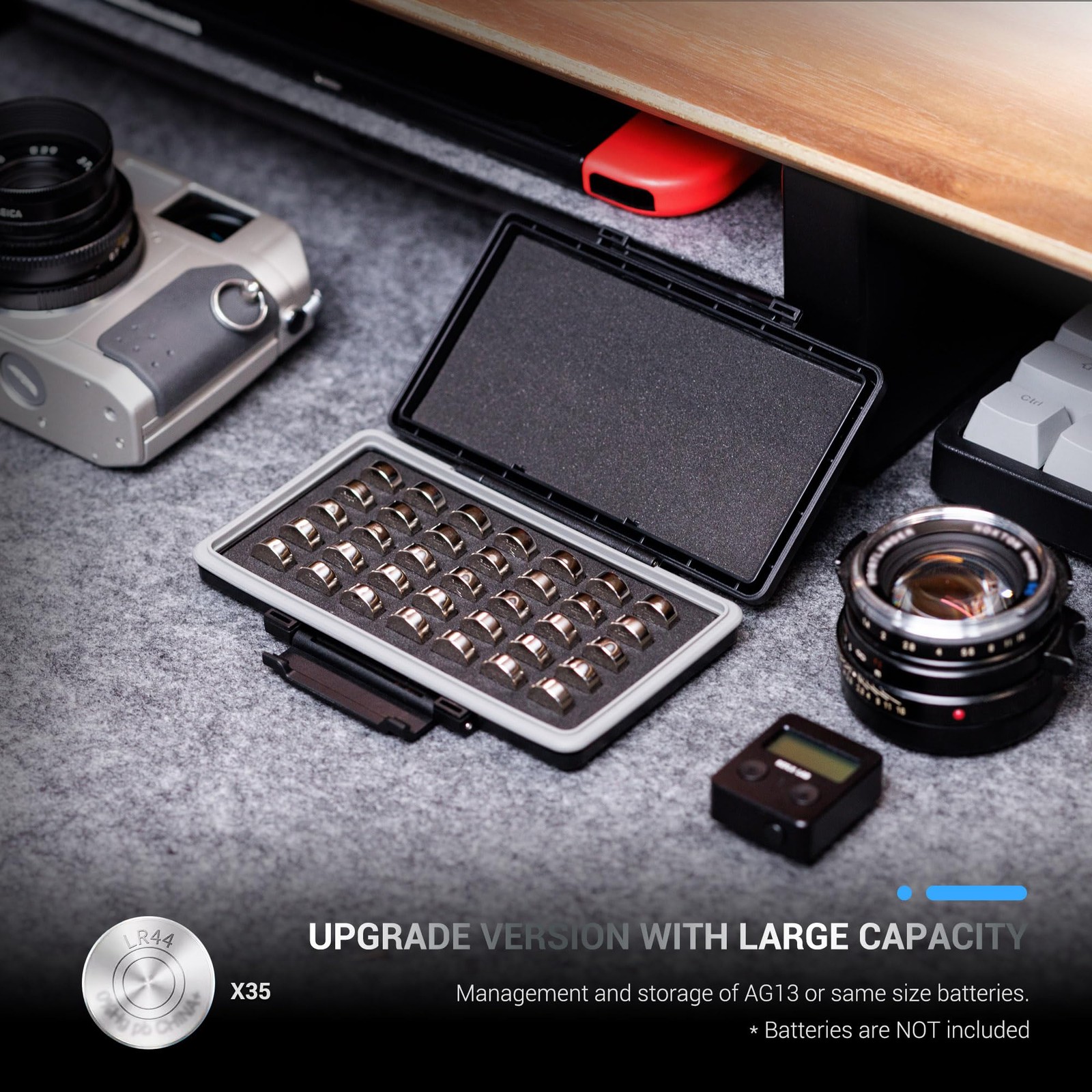 LR44 Battery Case Holder, Water-Resistant Compact Button Coin Cell Batteries