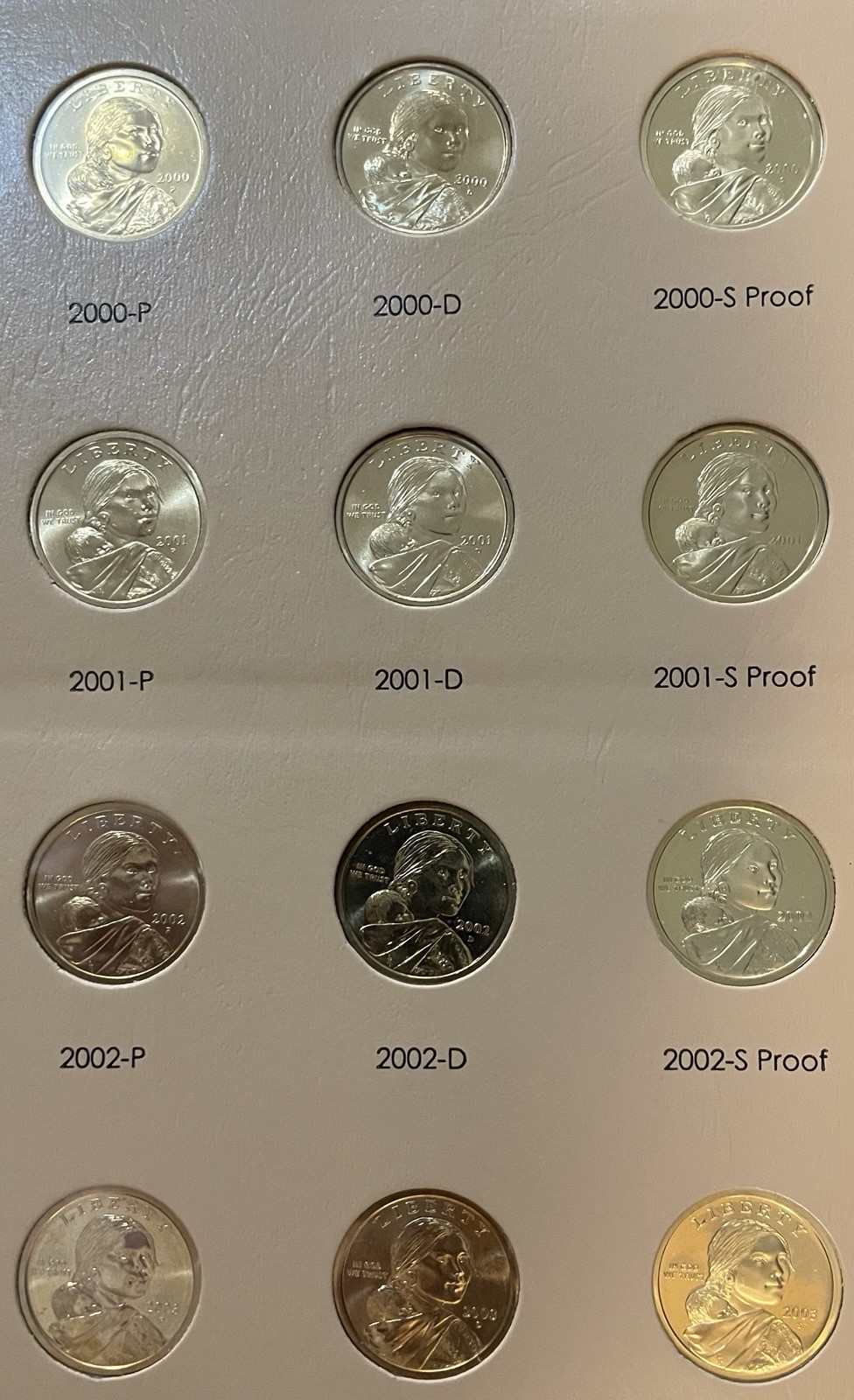 2000-2019 PD And Proof Sacagawea 58 Coins In  Dansco Album 2018 PD Missing