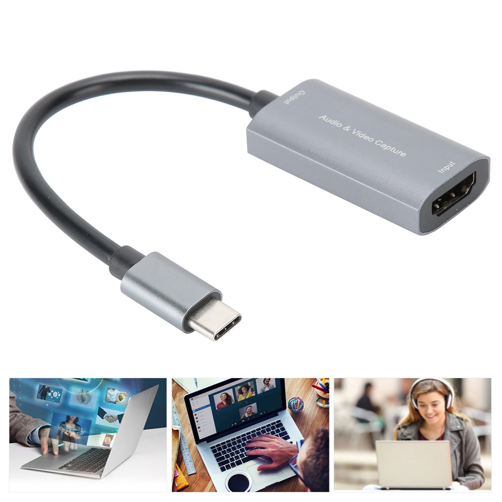 Video Card TYPEC To TypeC 4K 1080P Game Live Silver Gray Free Drive