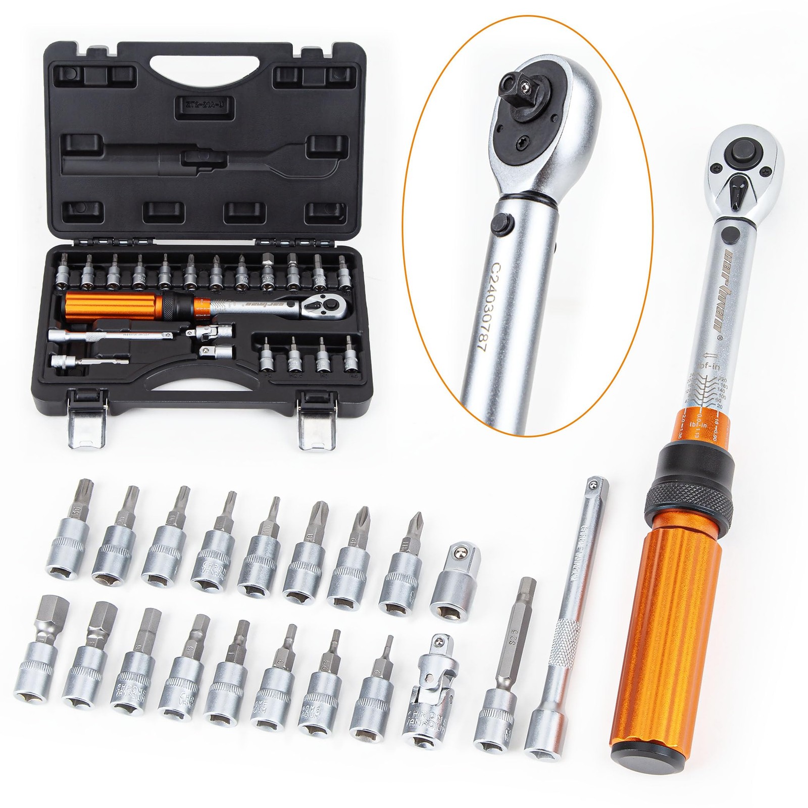 CARTMAN 1/4-inch Drive Click Torque Wrench Dual-Range 20-240 LB.IN/2.26-27.12...