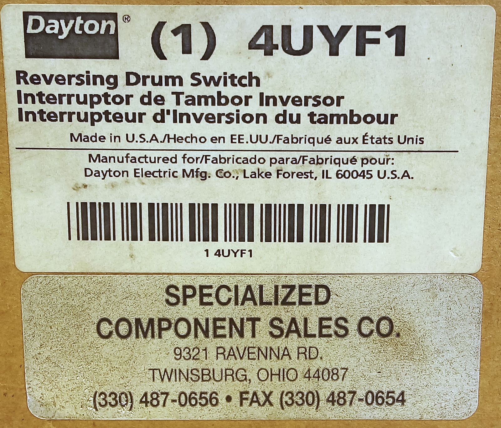 Dayton 4UYF1 Reversing Drum Switch