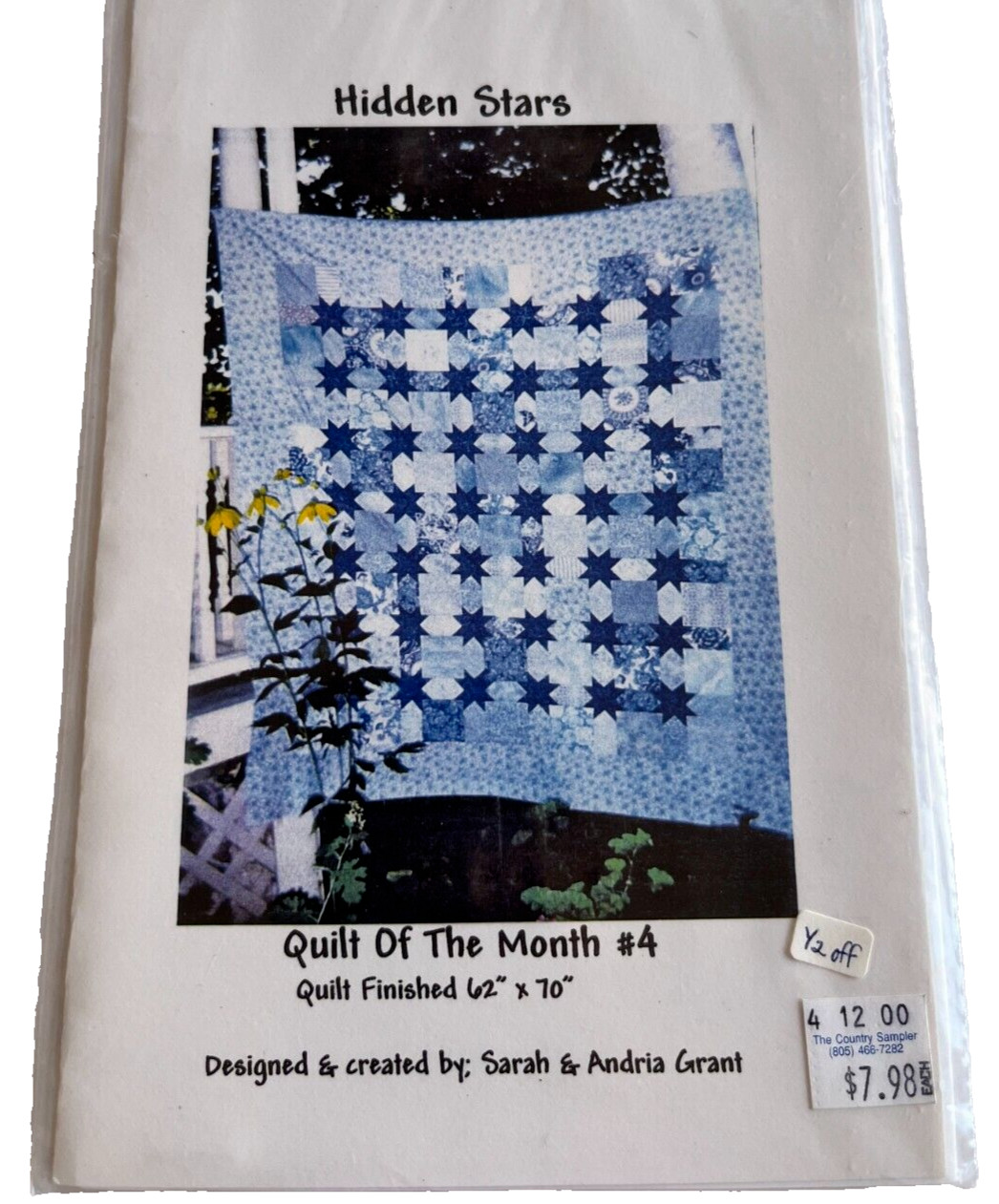 Hidden Stars Quilt Pattern Quilted Or Not 62"x70" Sewing Quilting Country New