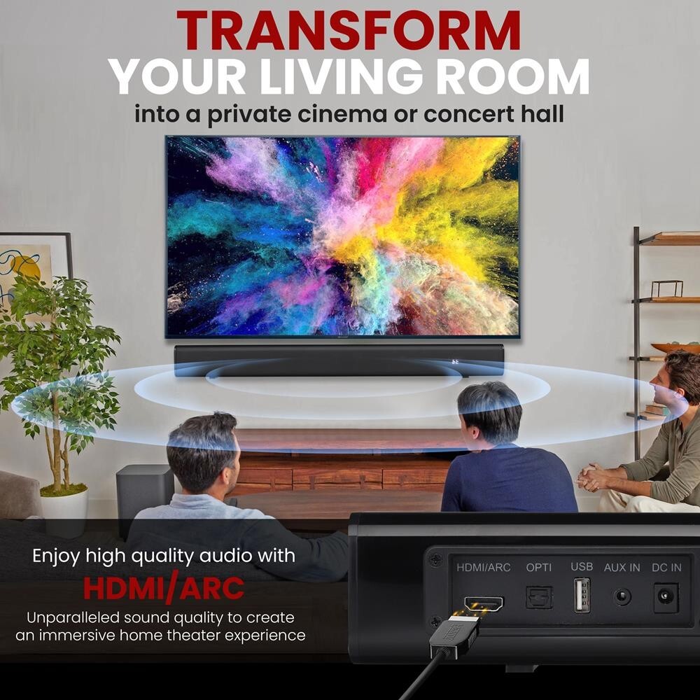 Pyle Wave Base Wireless BT Streaming Tabletop Soundbar Digital Speaker System