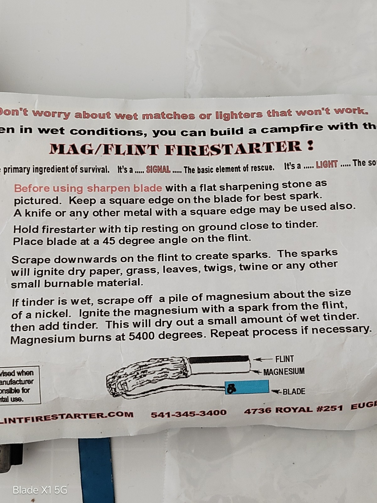 Mag Flint Firestarter Stag Handle Fire Starter