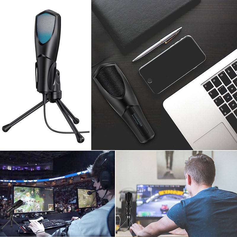 Universal USB Condenser Handheld Desktop Microphone Tripod Mic for Karaoke PC/PS
