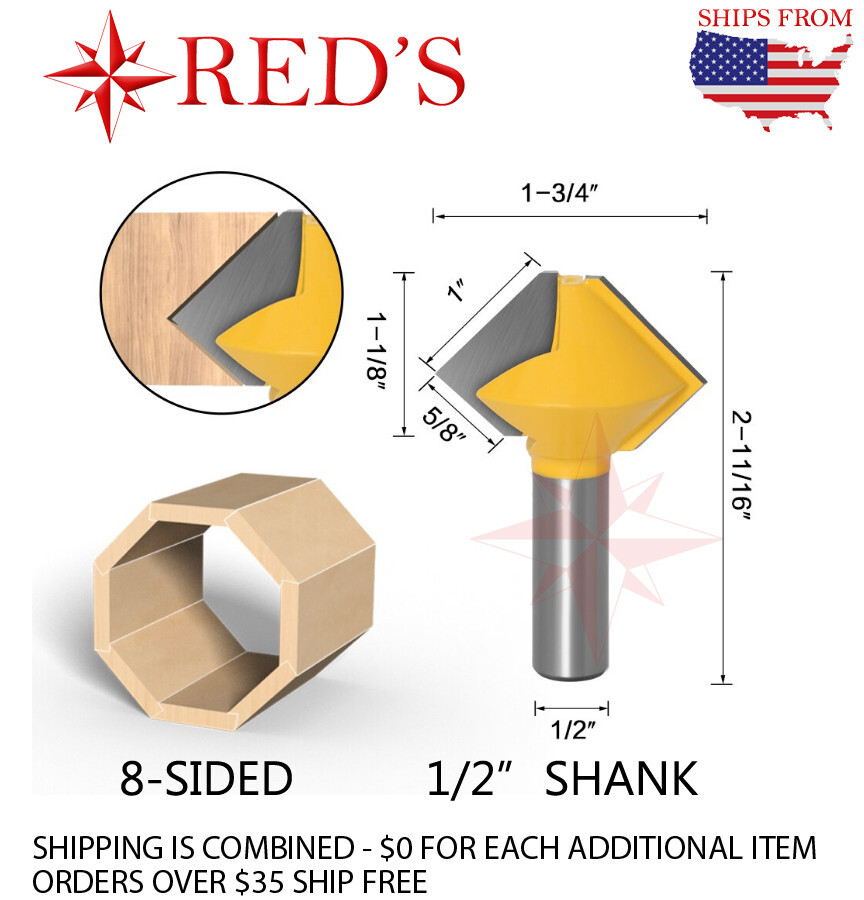 REDS Y75895-8 - 8 Sided Bird's Mouth Router Bit 1/2" Shank