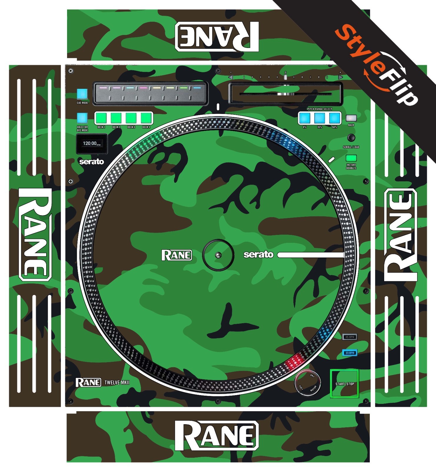 Rane TWELVE MKII Skin | Green Camo | Protective Decal | StyleFlip Skins