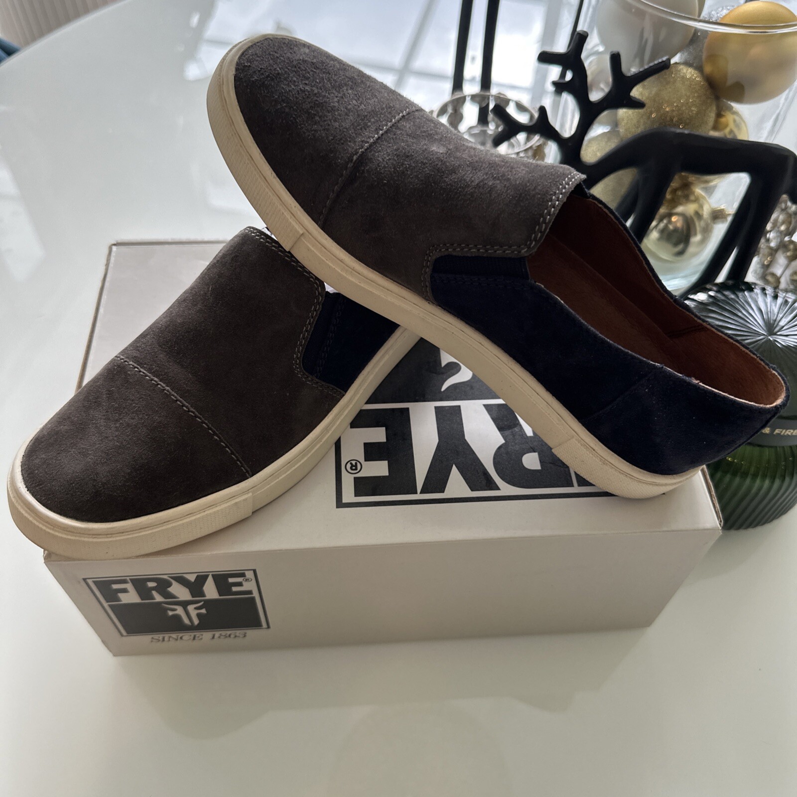 FYRE Gemma Cap Slip On Loafer Suede Smoke Multi 6.5M