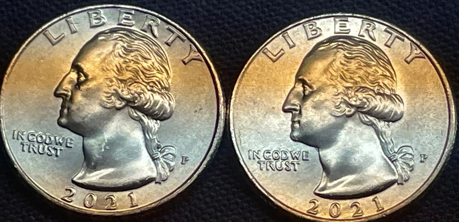2021 P 2 GEM COINS CROSSING THE DELAWARE QUARTERS 2 DIFFERENT DIE CLASH ERRORS