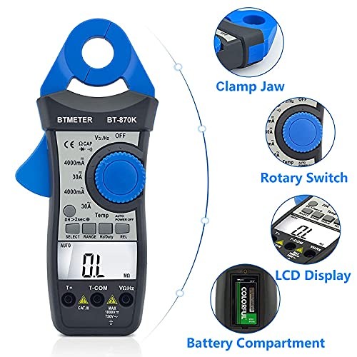 Clamp Multimeter BT-870K, DC AC Digital Voltage Current Meter, Auto Electric