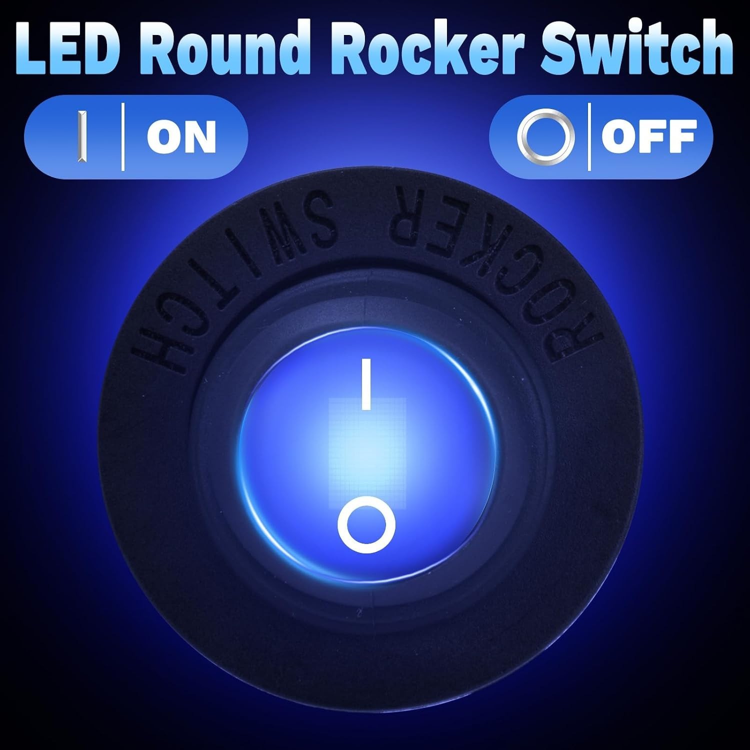 Round Rocker Switch, Toggle Switch 12V, Waterproof Lighted LED On Off Switch ...