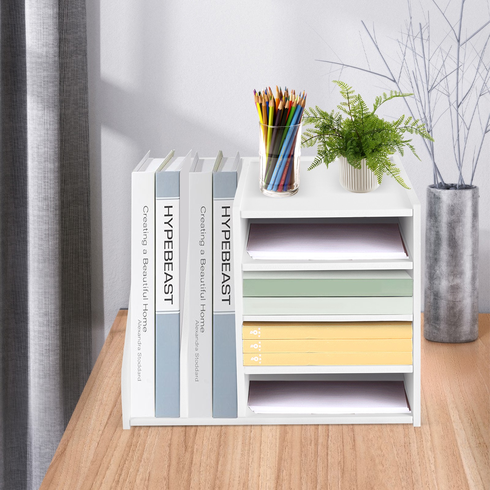6-Tier PVC File Holder Organizer with Ample Storage Space, 15.35" x 12.16"