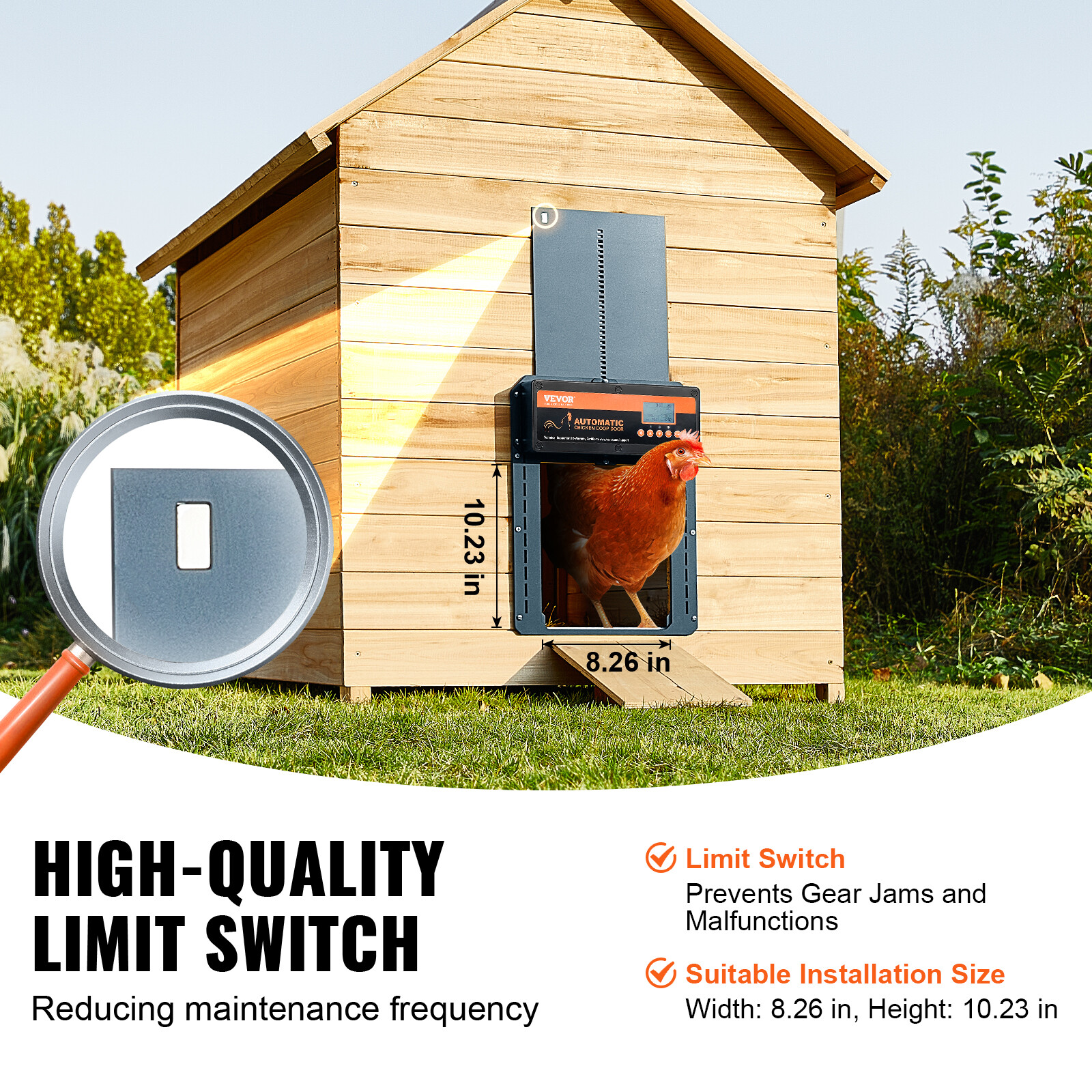 Automatic Chicken Coop Door Auto Chicken Door Opener Timer & Light Sensor