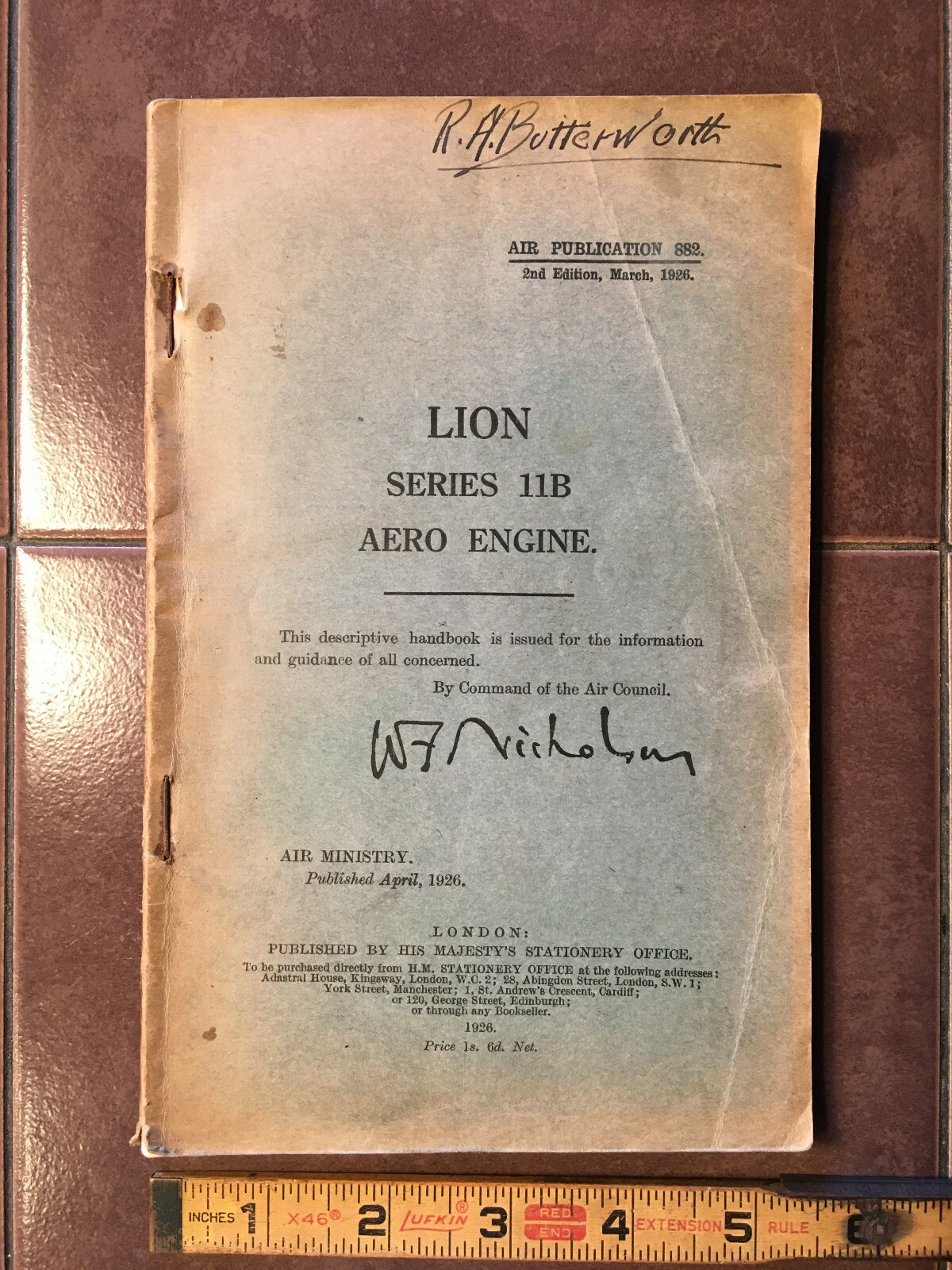 Original 1926 Napier Lion IIB Aero Engine Air Ministry Ops, Service Manual